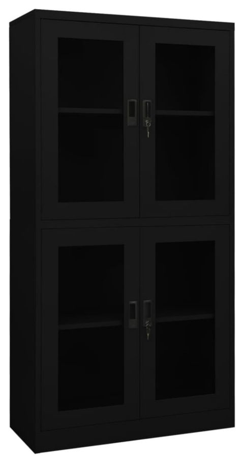Vidaxl Office Cabinet Black 35.4"X15.7"X70.9" Steel And Tempered Glass ... regarding The Art of Organization Finding Your Flow with the vidaXL Steel Cabinet